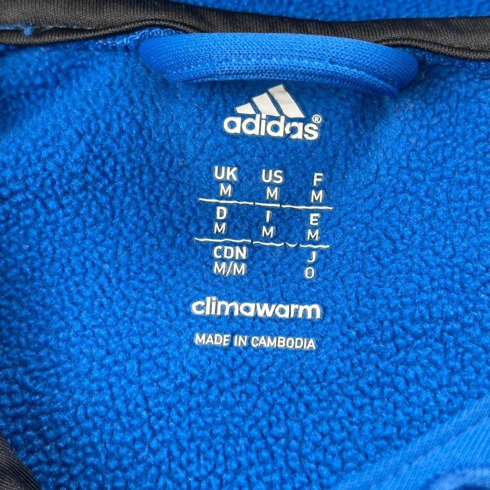Adidas Climawarm‎ Hoodie Men's Medium Royal Blue Black 3 Stripe Pullover